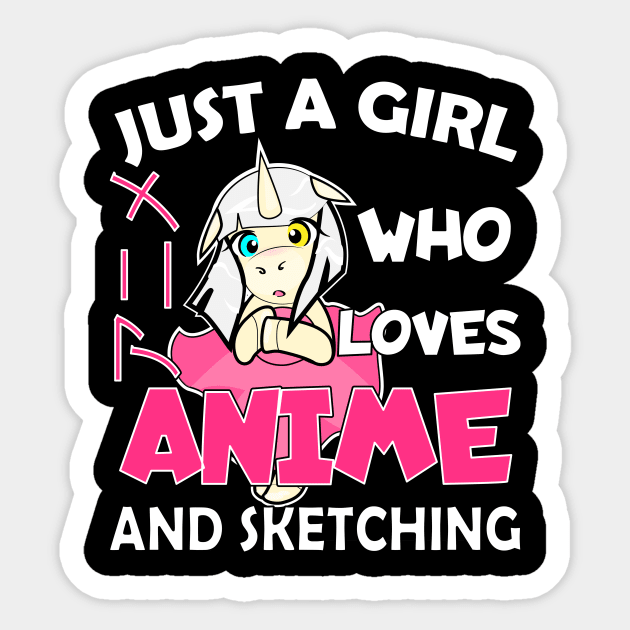 Just a Girl Who Loves anime and sketching Sticker by Boba Art Store